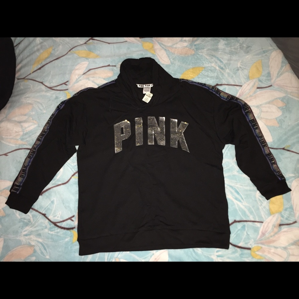 Black VS PINK Cowl Sweater With Sequins